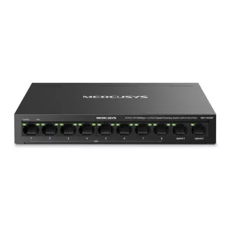   MERCUSYS Switch 8x100Mbps(8xPOE+) + 2xLAN(1000Mbps), Fémházas Asztali/Rackes, MS110CMP
