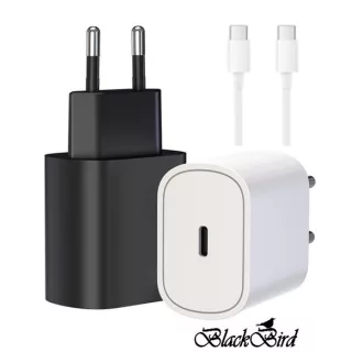   BLACKBIRD Hálózati Adapter T127 20W + Type-C kábel 1m, Fehér