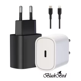   BLACKBIRD Hálózati Adapter T127 20W + Lightning kábel 1m, Fekete