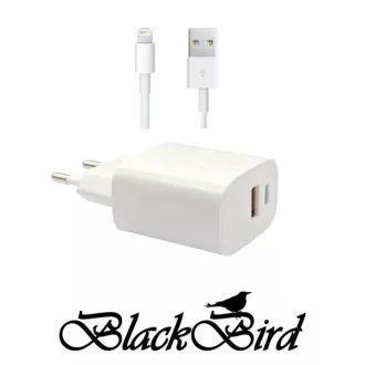   BLACKBIRD Hálózati Adapter T131 25W + Lightning kábel 1m, Fehér