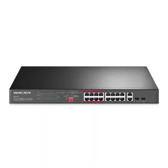   MERCUSYS Switch 18x1000Mbps(16xPOE+) + 2xSFP, Fémházas Asztali Rackes, MS120GP