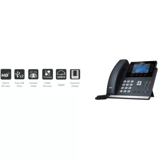   YEALINK Telefon - SIP-T46U VoIP 16 vonalas LCD kijelző, Wi-Fi, 2xUSB, POE