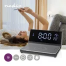 Nedis WCACQ20BK ébresztő óra vezeték nélküli telefon töltővel, Qi tanúsítvánnyal rendelkező 5 / 7,5 / 10 / 15 W töltés