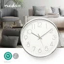 Nedis CLWA015PC30SR falióra, 30 cm átmérő,  1 x AA, ezüst/fehér, quarz technológia, 1,5V