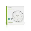 Nedis CLWA015PC30SR falióra, 30 cm átmérő,  1 x AA, ezüst/fehér, quarz technológia, 1,5V