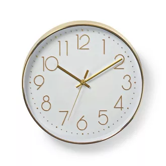   Nedis CLWA015PC30GD falióra, 30 cm átmérő,  1 x AA, arany/fehér, quarz technológia, 1,5V
