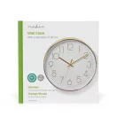 Nedis CLWA015PC30GD falióra, 30 cm átmérő,  1 x AA, arany/fehér, quarz technológia, 1,5V