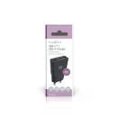 Nedis WCHA30BK gyorstöltő USB-A / USB-C töltő, GaN, PD3.0, QC, Gyorstöltési funkció 1,5 / 2,0 / 2,5 / 3,0 A, 30W, fekete