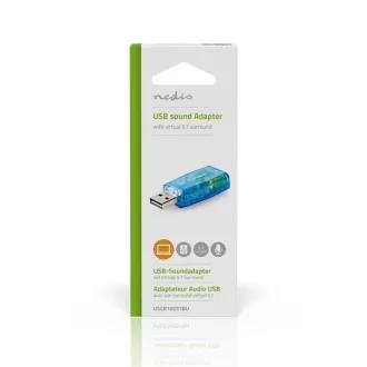   Nedis USCR10051BU USB hangkártya, 3,5mm mikrofon és fejhallgató csatlakozás, virtuális 5.1 3D hangadapter
