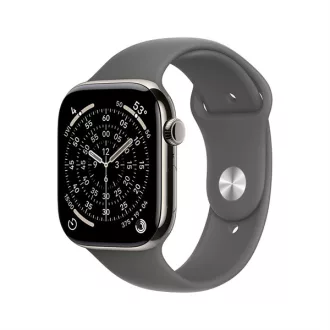   Apple Watch S11 Cellular 42mm Natural Titanium Case with Stone Grey Sport Band - S/M
