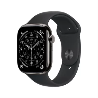   Apple Watch S11 Cellular 42mm Slate Titanium Case with Black Sport Band - M/L