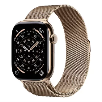   Apple Watch S11 Cellular 46mm Gold Titanium Case with Gold Milanese Loop - M/L