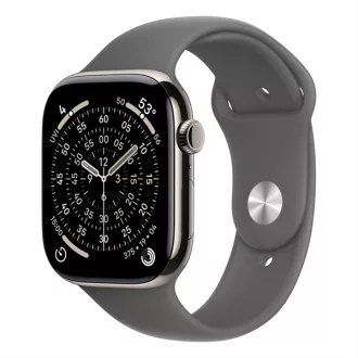   Apple Watch S11 Cellular 46mm Natural Titanium Case with Stone Grey Sport Band - S/M