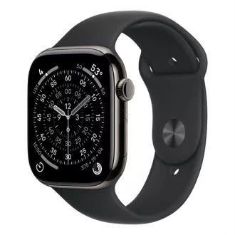   Apple Watch S11 Cellular 46mm Slate Titanium Case with Black Sport Band - M/L