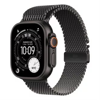   Apple Watch Ultra 3 Cellular 49mm Black Titanium Case with Black Titanium Milanese Loop - Small