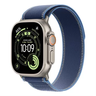   Apple Watch Ultra 3 Cellular 49mm Natural Titanium Case with Blue/Bright Blue Trail Loop - M/L
