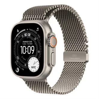   Apple Watch Ultra 3 Cellular 49mm Natural Titanium Case with Natural Titanium Milanese Loop - Small