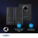 Nedis GSPR10021BK aktív gamer hangszóró 2.1, USB tápellátás, 3,5 mm jack, 30 W, Hangerőszabályozó