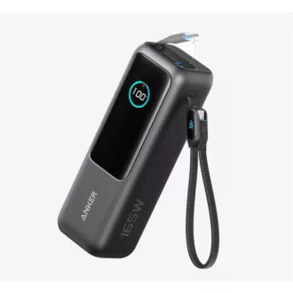   ANKER Powerbank Zolo 25000mAh, 165W, Beépített USB-C kábel behúzható, fekete - A1695H11