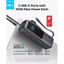 ANKER Powerbank Zolo 25000mAh, 165W, Beépített USB-C kábel behúzható, fekete - A1695H11