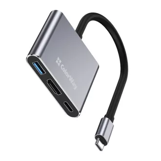   COLORWAY USB hub (dokkolóállomás) ColorWay USB-C 3 az 1-ben Type C PD 100W/USB3.0/HDMI 4K (CW-HUB08)