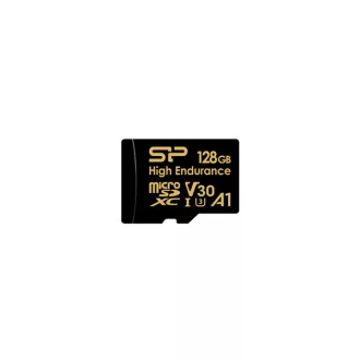  SILICON POWER Memóriakártya MicroSDXC 128GB CL10 UHS-I U3 V30 A1, Golden Series High Endurance