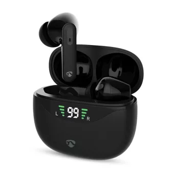   Nedis HPBT2450BK bluetooth fülhallgató (headset), ANC (aktív zajszűrés), üzemidő: 30 óra, töltőtok, beépített mikrofon