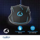Nedis GMWD210BK gamer egér, 1200 / 1800 / 2400 / 3600 dpi | Állítható DPI | Gombok száma: 6 | Programozható gombok