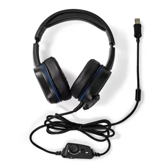   Nedis GHST410BK USB gamer headset, 7.1 térhatás, LED világítás, 2,1m kábel