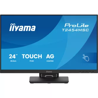   iiyama touch IPS monitor, 23,8", 1920 x 1080, 16:9, 300cd, 4ms, 1000:1, HDMI/DP/USBx2, T2454MSC-B3AG