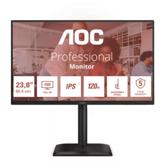   AOC IPS monitor 23,8" 24E4U 1920x1080,16:9, 300cd/m2, 4ms, VGA/HDMI/DisplayPort/4xUSB, hangszóró, 120 Hz, áll.mag.,pivot