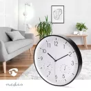 Nedis CLWA4226BK falióra, 30 cm átmérő,  műanyag, csendes szerkezet: óra, hőmérő, páratartamom mérő