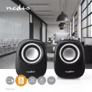 Nedis CSPR10020BK PC hangszóró 2.0, 12 W, 3,5mm sztereo jack, USB-ről táplált, hangerőszabályzó