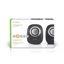 Nedis CSPR10020BK PC hangszóró 2.0, 12 W, 3,5mm sztereo jack, USB-ről táplált, hangerőszabályzó