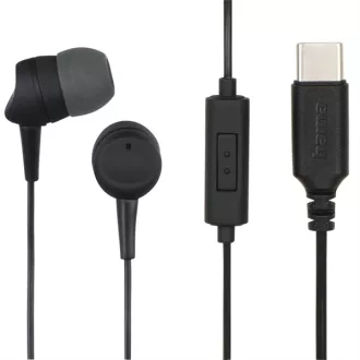   HAMA 184141, "BASIC4PHONE" IN-EAR FÜLHALLGATÓ,USB TYPE-C, FEKETE