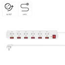 HAMA 223159, HÁLÓZATI ELOSZTÓ, 6-OS, 90 FOK,KÜLÖN KAPCSOLHATÓ 6+1, FEHÉR FIP