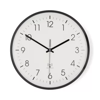   Nedis CLWA6226BK rádióvezérelt óra, 30 cm átmérő,  műanyag, csendes szerkezet