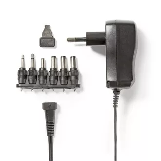   Nedis ACPA006 univerzális AC-DC tápegység, állítható 3V-12V DC 600mA, 6 cserélhető táp dugó, 7,2W