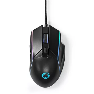   Nedis GMWD510BK gamer egér, állítható 800 / 1200 / 2400 / 3200 / 4800 / 7200 dpi | Gombok száma: 6 | RGB