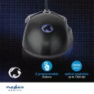 Nedis GMWD510BK gamer egér, állítható 800 / 1200 / 2400 / 3200 / 4800 / 7200 dpi | Gombok száma: 6 | RGB