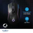 Nedis GMWD510BK gamer egér, állítható 800 / 1200 / 2400 / 3200 / 4800 / 7200 dpi | Gombok száma: 6 | RGB