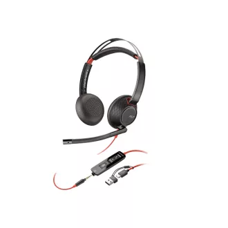   HP POLY fejhallgató Blackwire 5220 sztereó USB-C+3,5 mm-es csatlakozó+USB-C/USB-A adapter