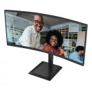 AOC Ívelt VA 120Hz monitor 34" CU34E4CV, 3440x1440, 21:9, 4ms, 350cd/m2, DisplayPort/2xHDMI/4xUSB-A, áll.mag., hangszóró