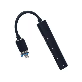   BLACKBIRD Adapter USB3.0/Lightning, 2xUSB, 1xUSB-C, 1xLightning, Fekete