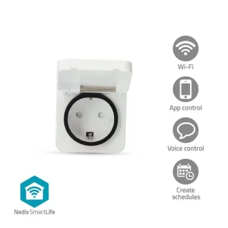   Nedis WIFIPO130FWT kültéri okos konnektor, Wi-Fi, IP44, fogyasztás mérő, 3680 W, földelt érintkező, Android™ / IOS