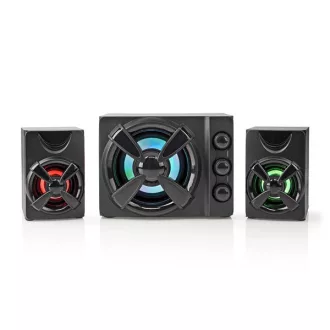   Nedis GSPR31021BK gamer hangszóró készlet, csatornák: 2.1, USB tápellátás, 3,5 mm jack, 33 W, LED, hangerőszabályozó