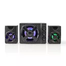 Nedis GSPR31021BK gamer hangszóró készlet, csatornák: 2.1, USB tápellátás, 3,5 mm jack, 33 W, LED, hangerőszabályozó