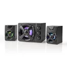 Nedis GSPR31021BK gamer hangszóró készlet, csatornák: 2.1, USB tápellátás, 3,5 mm jack, 33 W, LED, hangerőszabályozó
