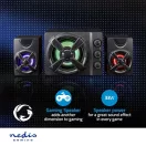 Nedis GSPR31021BK gamer hangszóró készlet, csatornák: 2.1, USB tápellátás, 3,5 mm jack, 33 W, LED, hangerőszabályozó