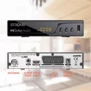 STRONG SRT8250 HDTV vevő, DVB-T2 TNT vétel, digitális kijelzővel, 2in1 távirányító